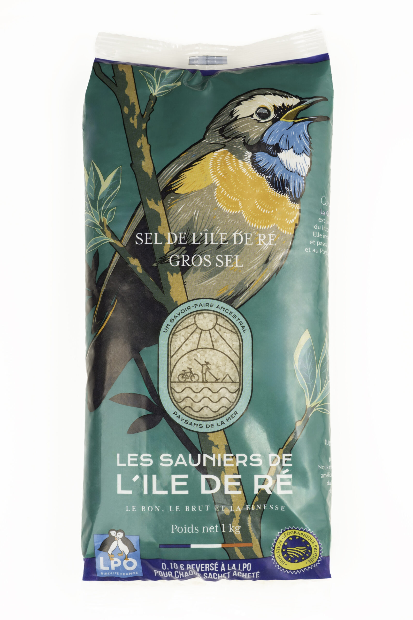 Gamme LPO : gros sel sachet 1kg, sel fin 250g et fleur de sel 150 g